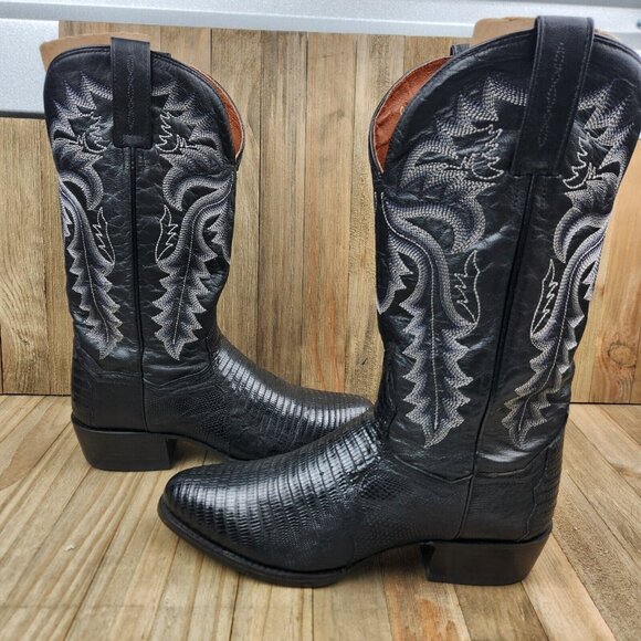 Mens Dan Post Winston size 9 D Lizard Leather 13" Western Cowboy Boots - Picture 5 of 13